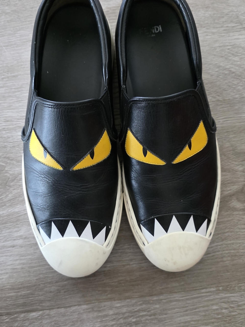 Fendi Black Leather Slip-On Sneakers Monsters
